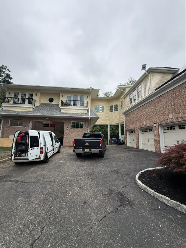 Custom home builder team working on residential construction project