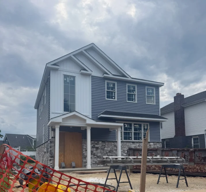 Home exterior with new siding installation